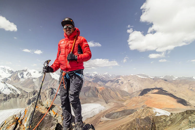 Ed Jackson completes the first ascent of a 4720m peak in Kyrgyzstan photo: Toby Roney